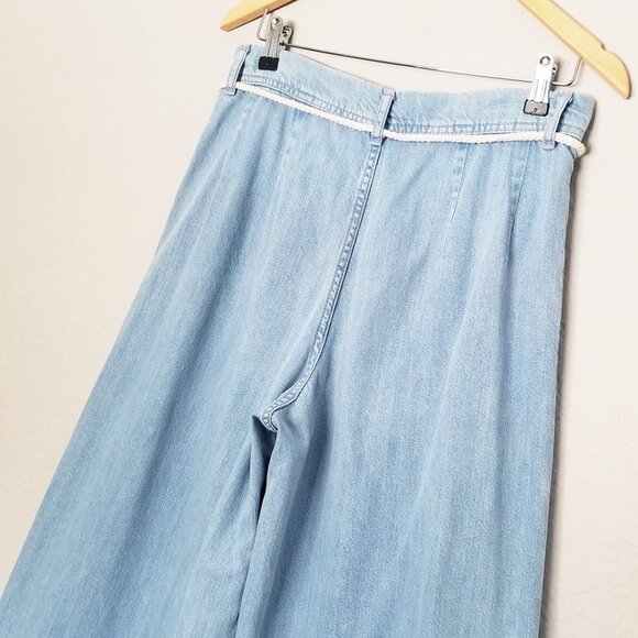 Topshop Moto Pleated Front Tie Crop Wide-leg Pants Jean Size 30 x 30 Culottes - Picture 14 of 15